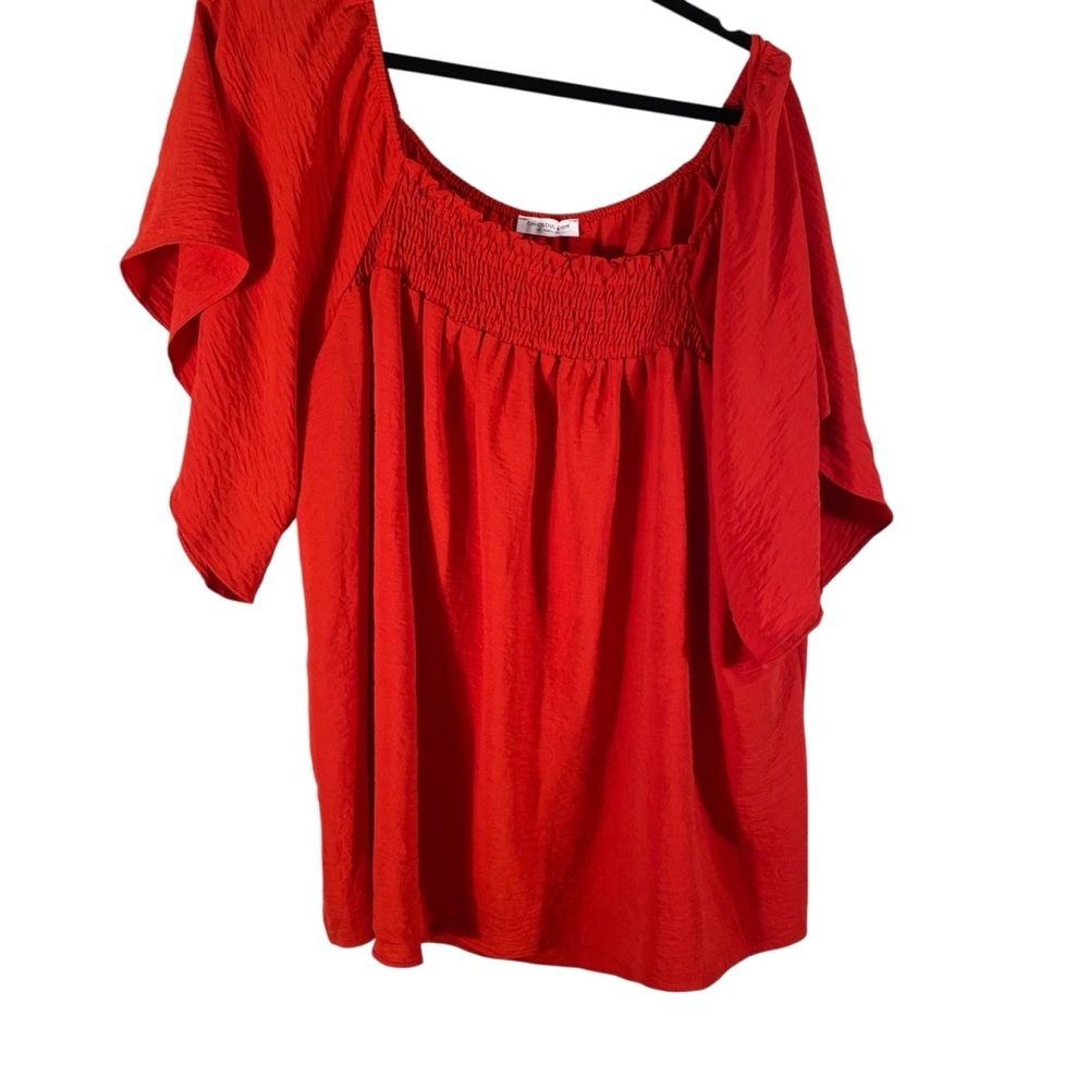Chic Soul off shoulder Red Women's Top with smocking Flowy fit Sz 3X